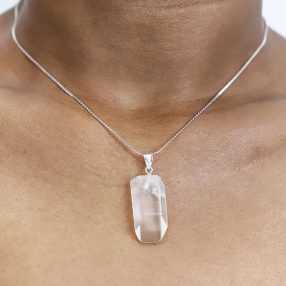 Clear quartz pendant with 925 sterling silver