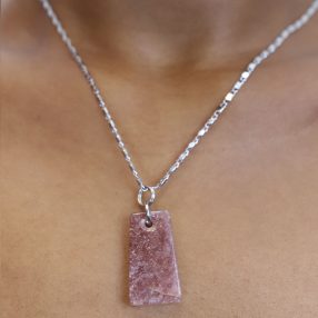 Purple sunstone pendant with 925 sterling silver necklace