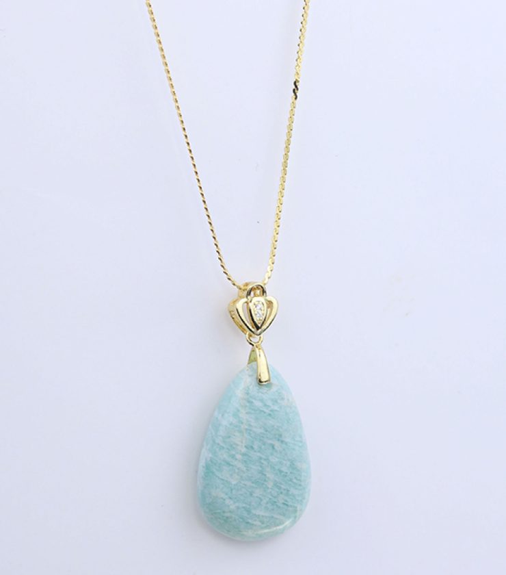 Blue amazonite pendant with 925 sterling silver necklace