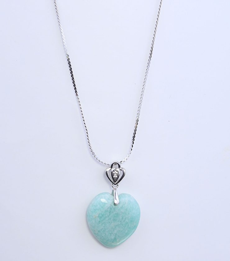 Blue amazonite pendant with 925 sterling silver necklace