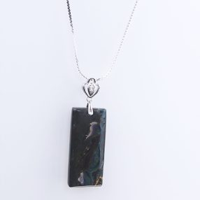 Green jasper pendant with 925 sterling silver necklace