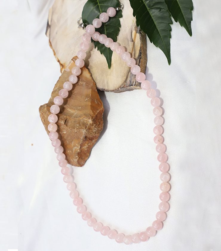 Rose quartz necklace with 925 sterling silver hook