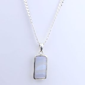 Blue Lace agate pendant with 925 sterling silver necklace