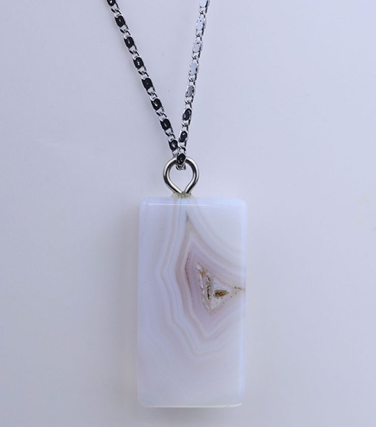 Blue Lace agate pendant with 925 sterling silver necklace