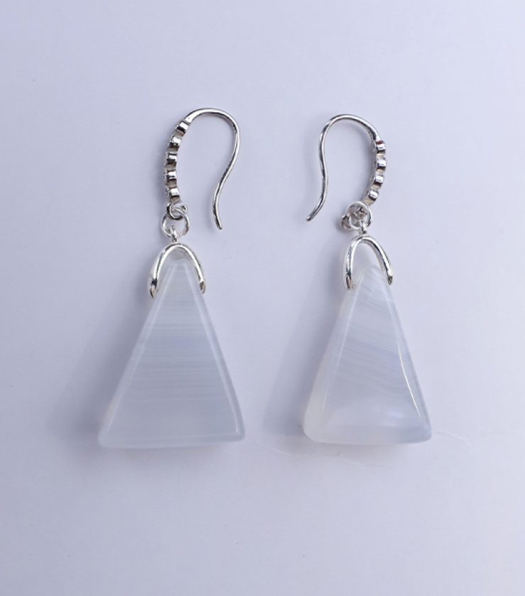 Blue lace agate with 925 sterling silver Dangle earrings