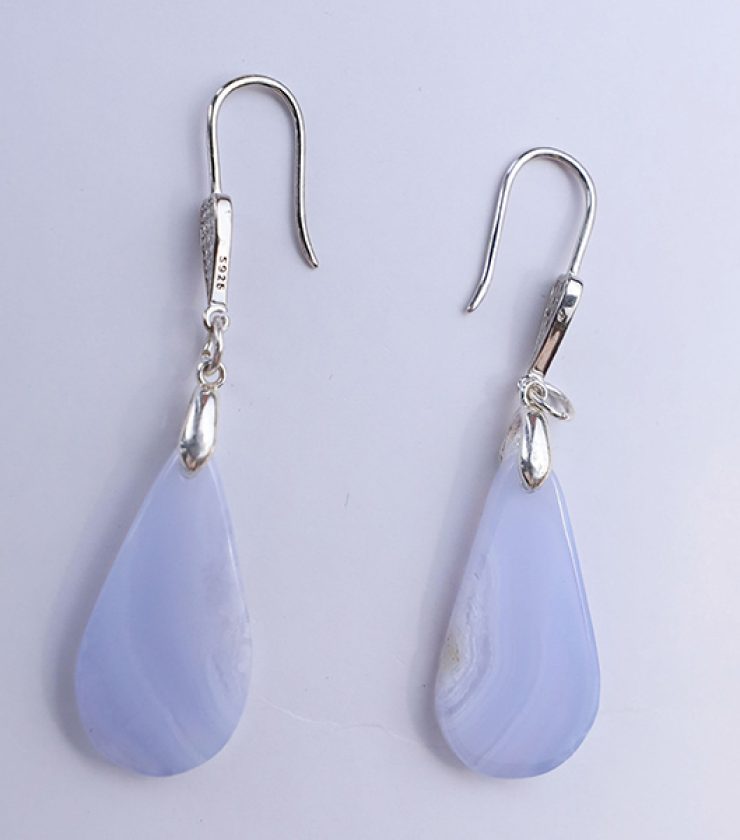 Blue lace agate with 925 sterling silver Dangle earrings