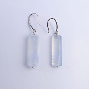 Blue lace agate with 925 sterling silver dangle earrings