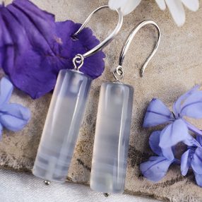 Blue lace agate with 925 sterling silver dangle earrings