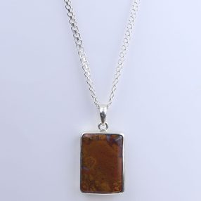 Brown jasper pendant with 925 sterling silver necklace