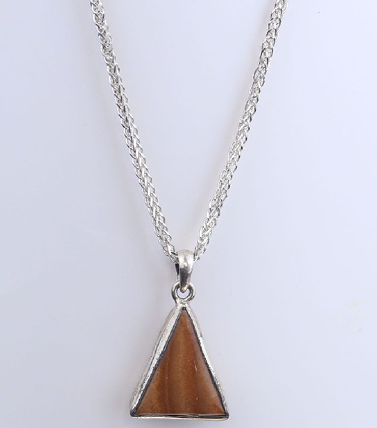 Brown lace agate pendant with 925 sterling silver necklace