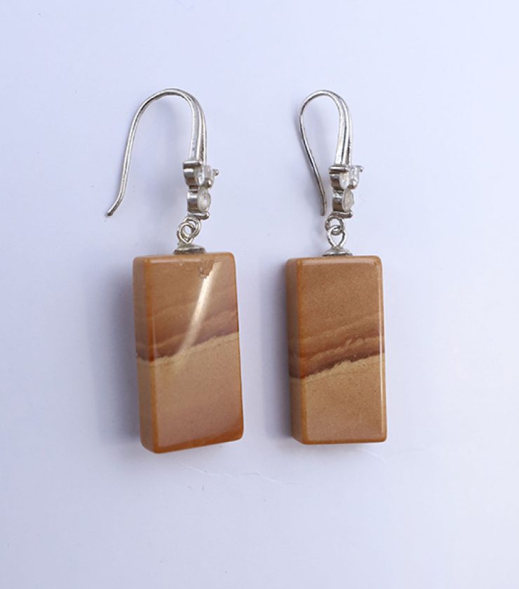Brown lace agate with 925 sterling silver Dangle earrings