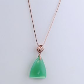 Chrysoprase pendant with 925 sterling silver necklace