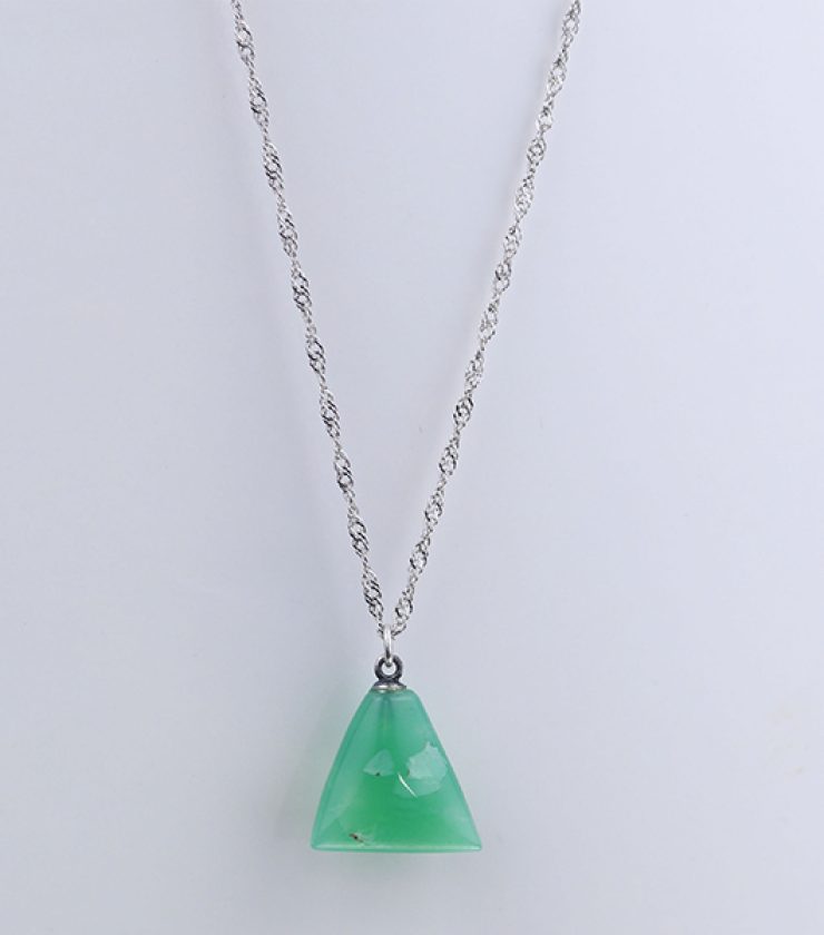 Chrysoprase pendant with 925 sterling silver necklace