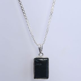 Green jasper pendant with 925 sterling silver necklace