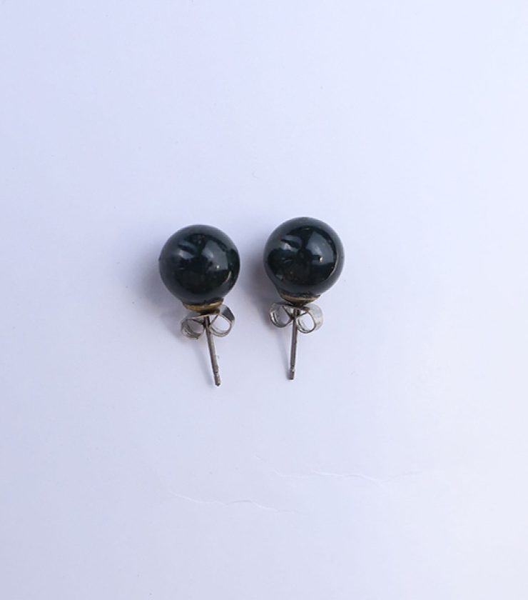 Black obsidian with 925 sterling silver stud earrings