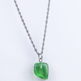 Green obsidian pendant with sterling silver necklace