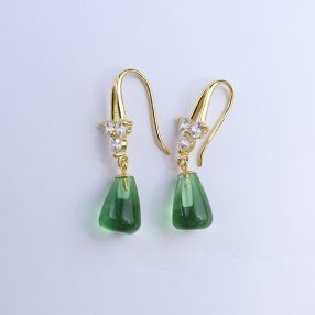 Green obsidian with 925 sterling silver dangle earrings