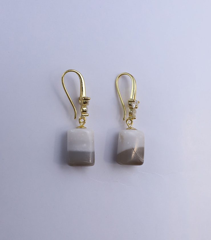 Grey agate with 925 sterling silver dangle earrings