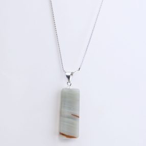 Grey lace agate pendant with 925 sterling silver necklace