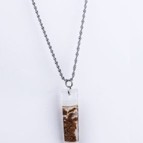 Moss agate pendant  with 925 sterling silver necklace