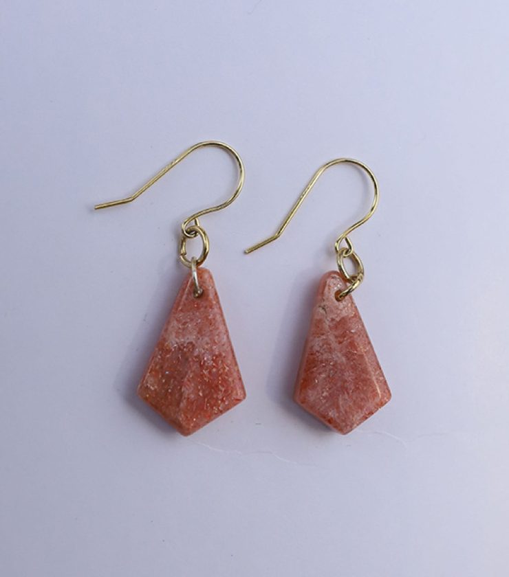 Orange sunstone with 925 sterling silver dangle earrings
