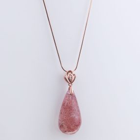 Purple sunstone pendant with 925 sterling silver necklace