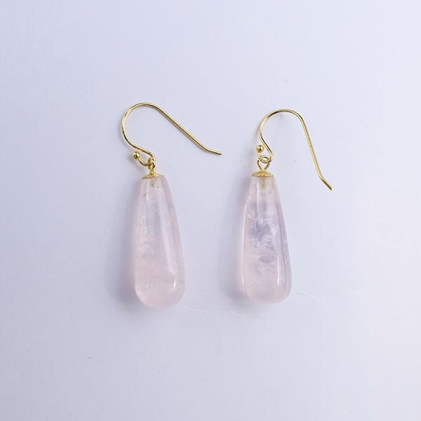 Drop-Shaped 13-Carat Rose Quartz Dangle Earrings - Romance Drop | NOVICA