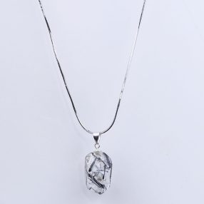 Rutile quartz pendant with 925 sterling silver necklace