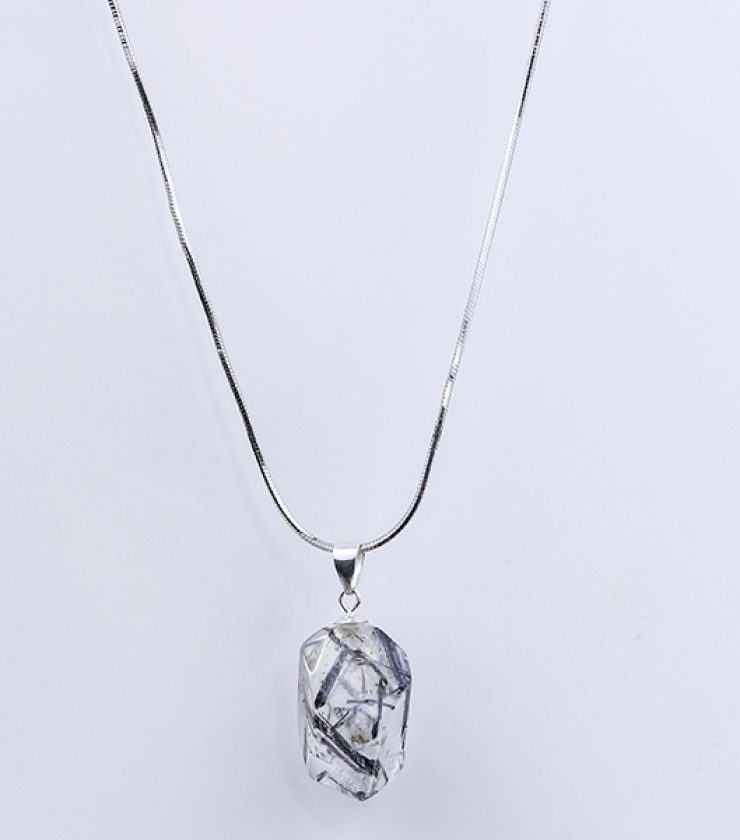 Rutile quartz pendant with 925 sterling silver necklace