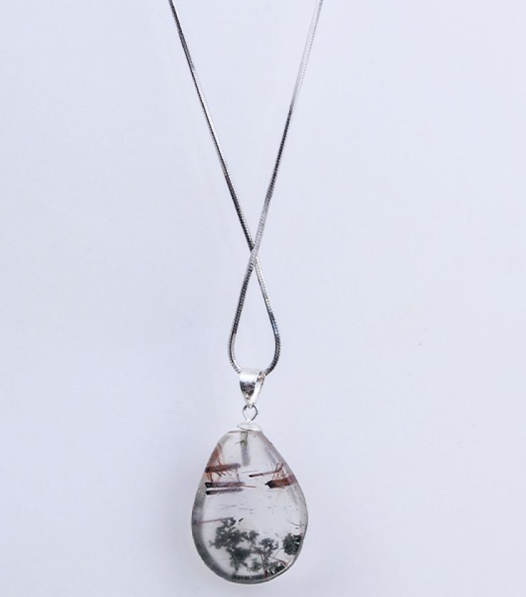 Rutile quartz pendant with 925 sterling silver