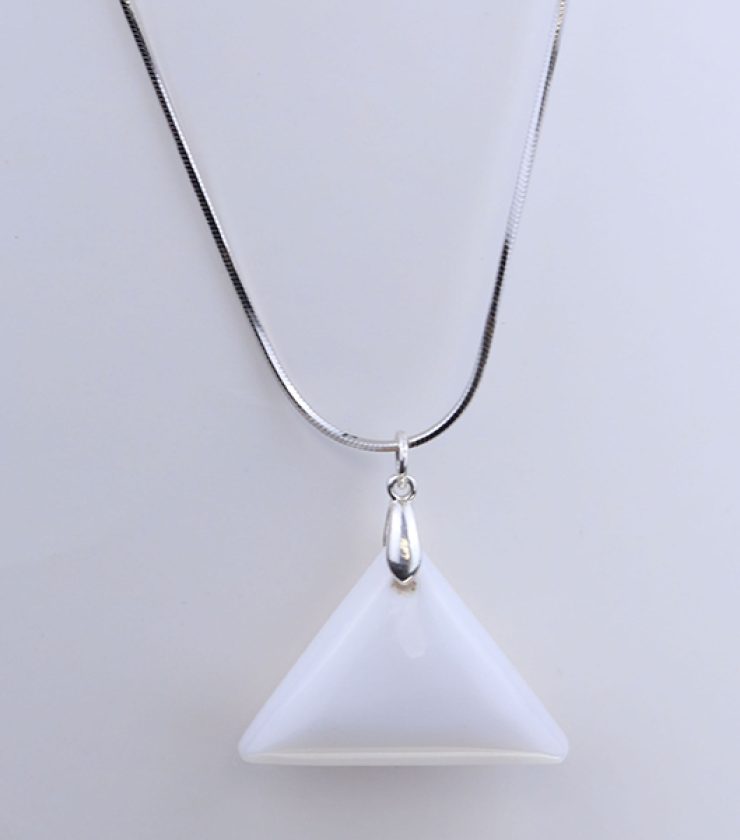 White agate pendant with 925 sterling silver necklace
