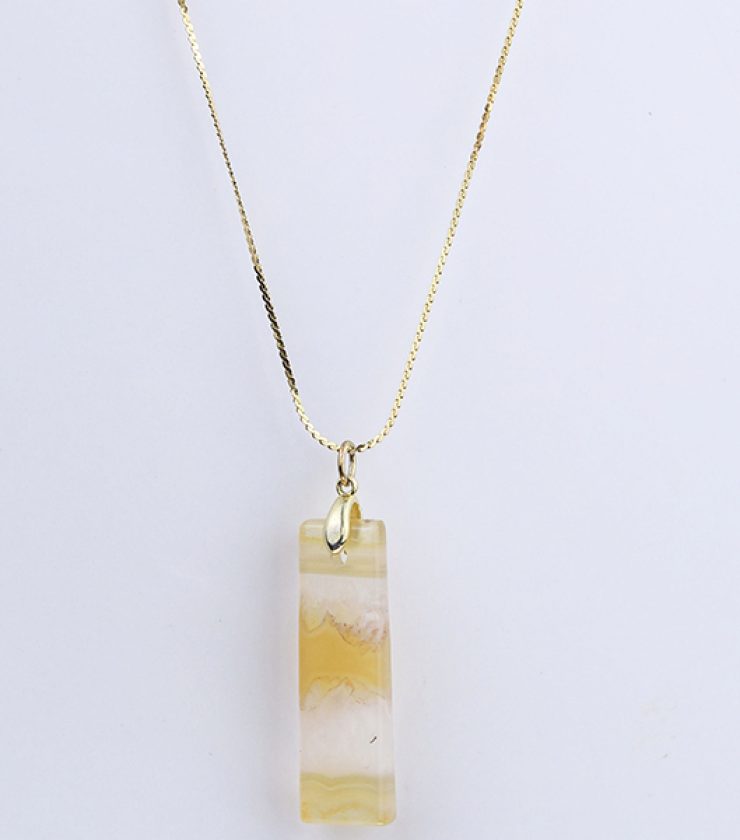 Yellow agate pendant with 925 sterling silver necklace