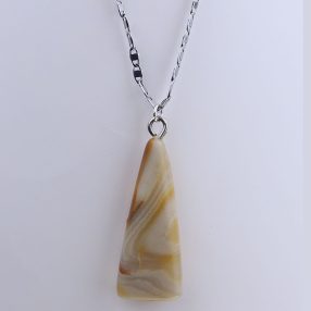 Yellow lace agate pendant with 925 sterling silver necklace