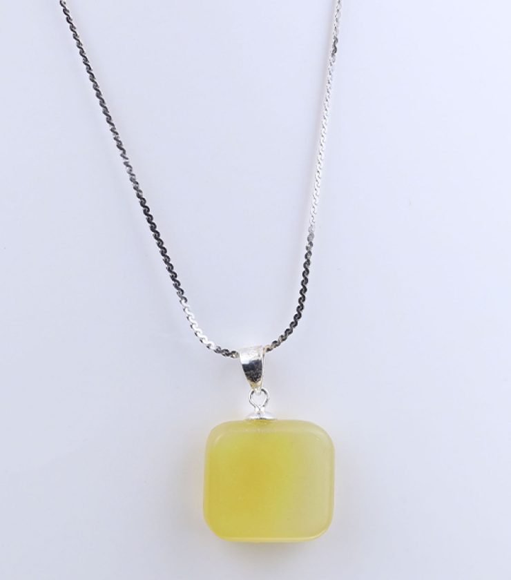 Yellow opal pendant with 925 sterling silver necklace