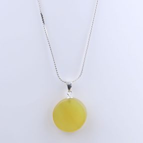 Yellow opal pendant with 925 sterling silver necklace