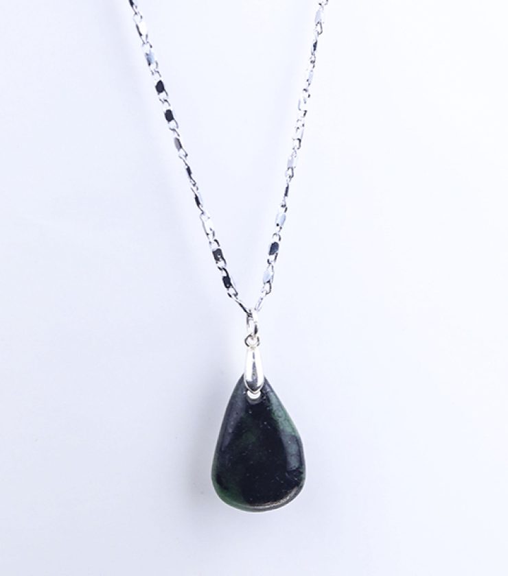 Zoisite pendant with 925 sterling silver necklace